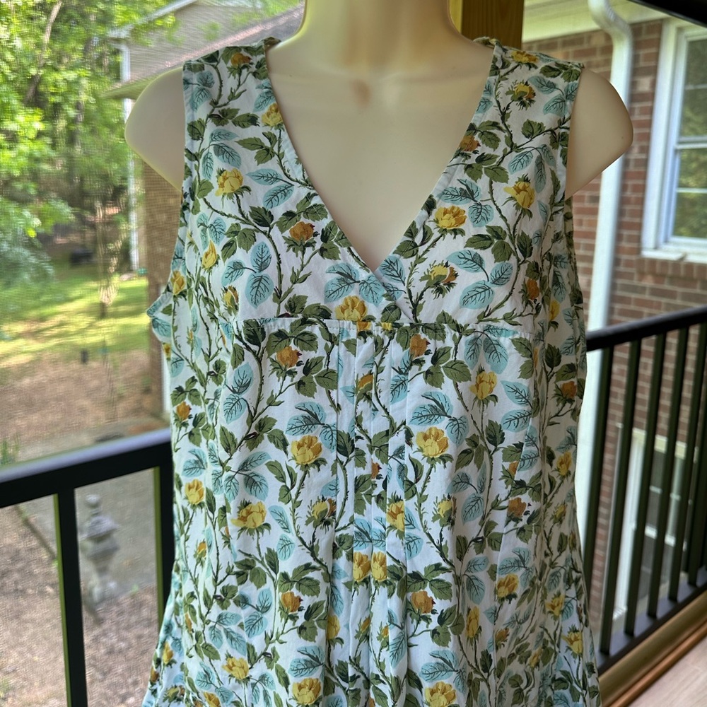 Bloomcore Ditsy Floral Boutique All Cotton Summer V-Neck Dress with Pockets ~ S - Picture 6 of 12